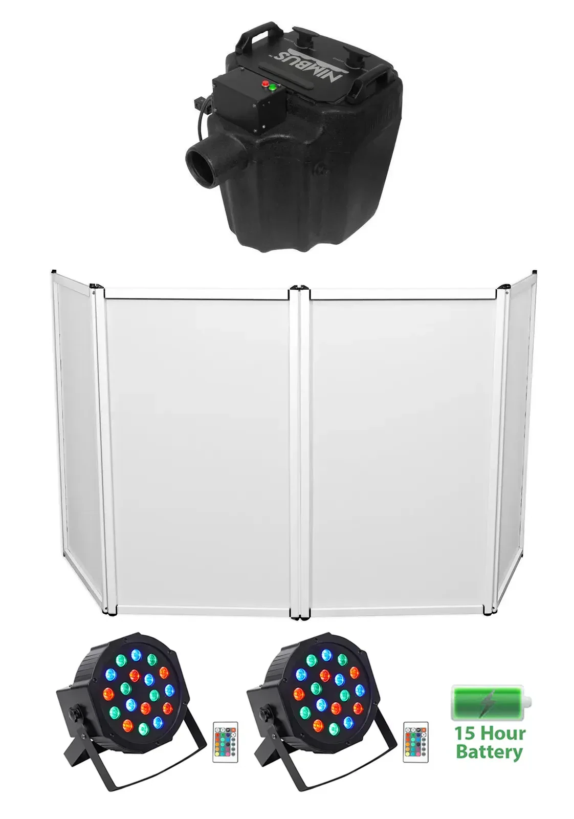 Генератор низкого тумана Chauvet DJ Nimbus (набор) с DJ фасадом и 2 батарейными PAR-светильниками