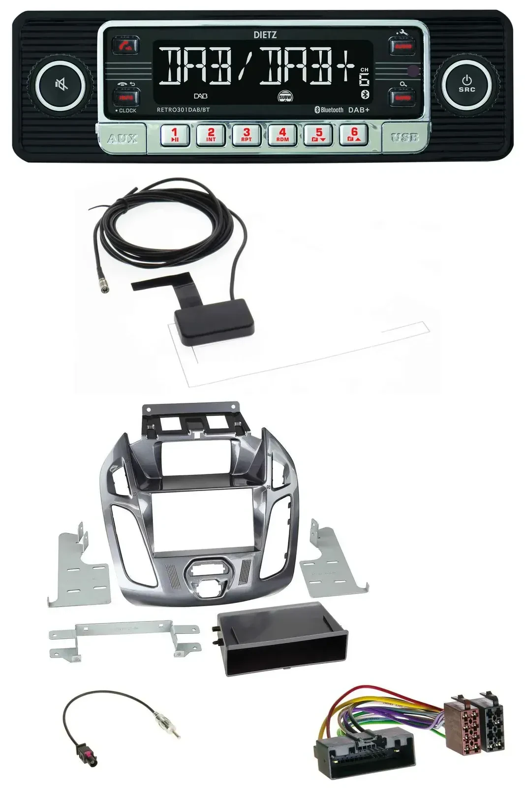 Dietz DAB Bluetooth USB MP3 Autoradio für Ford Transit Connect 2012-2018 Display