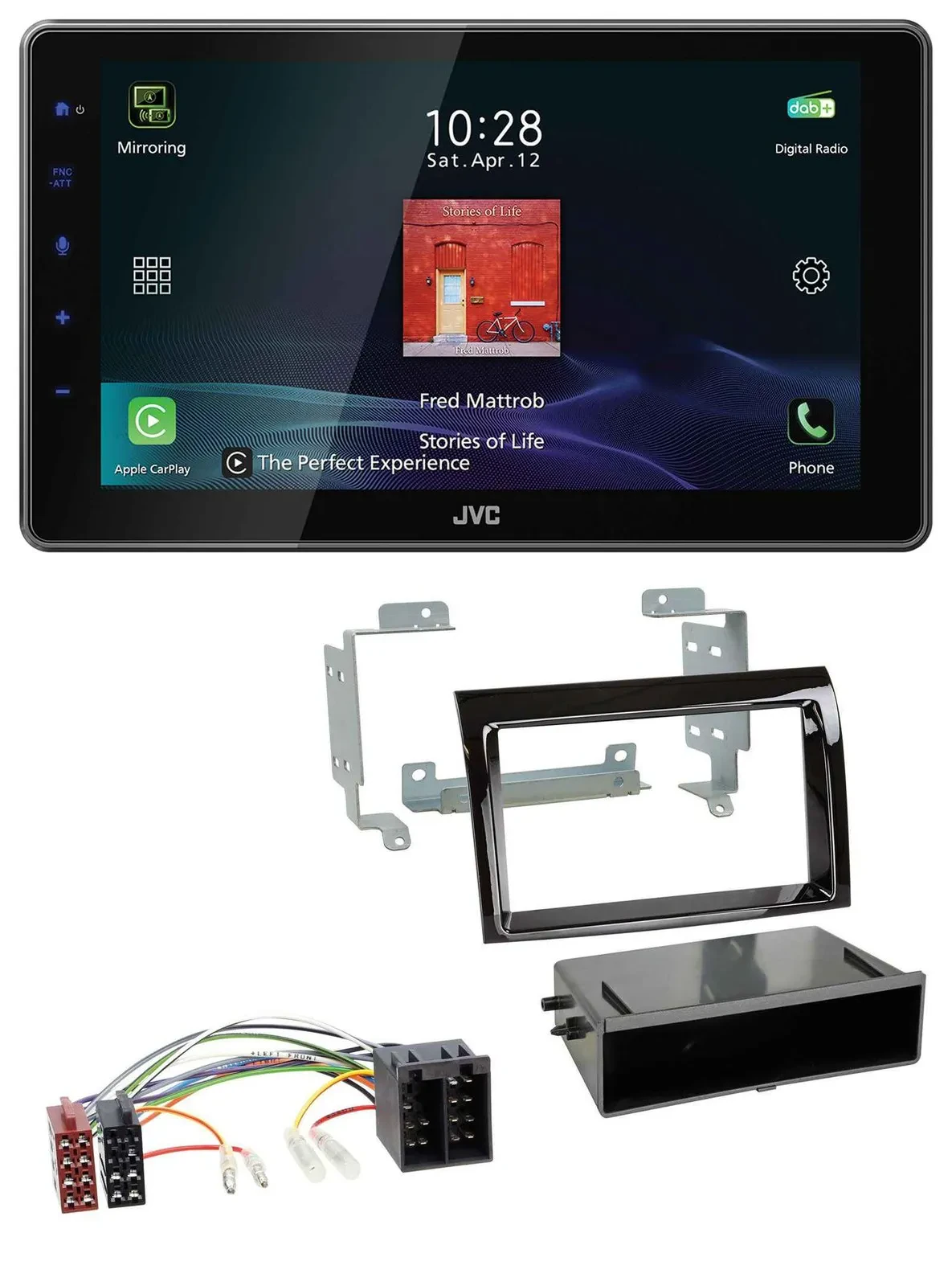 Автомагнитола для Fiat Ducato (2006–2010) JVC DAB, Bluetooth, USB, чёрный (piano black)