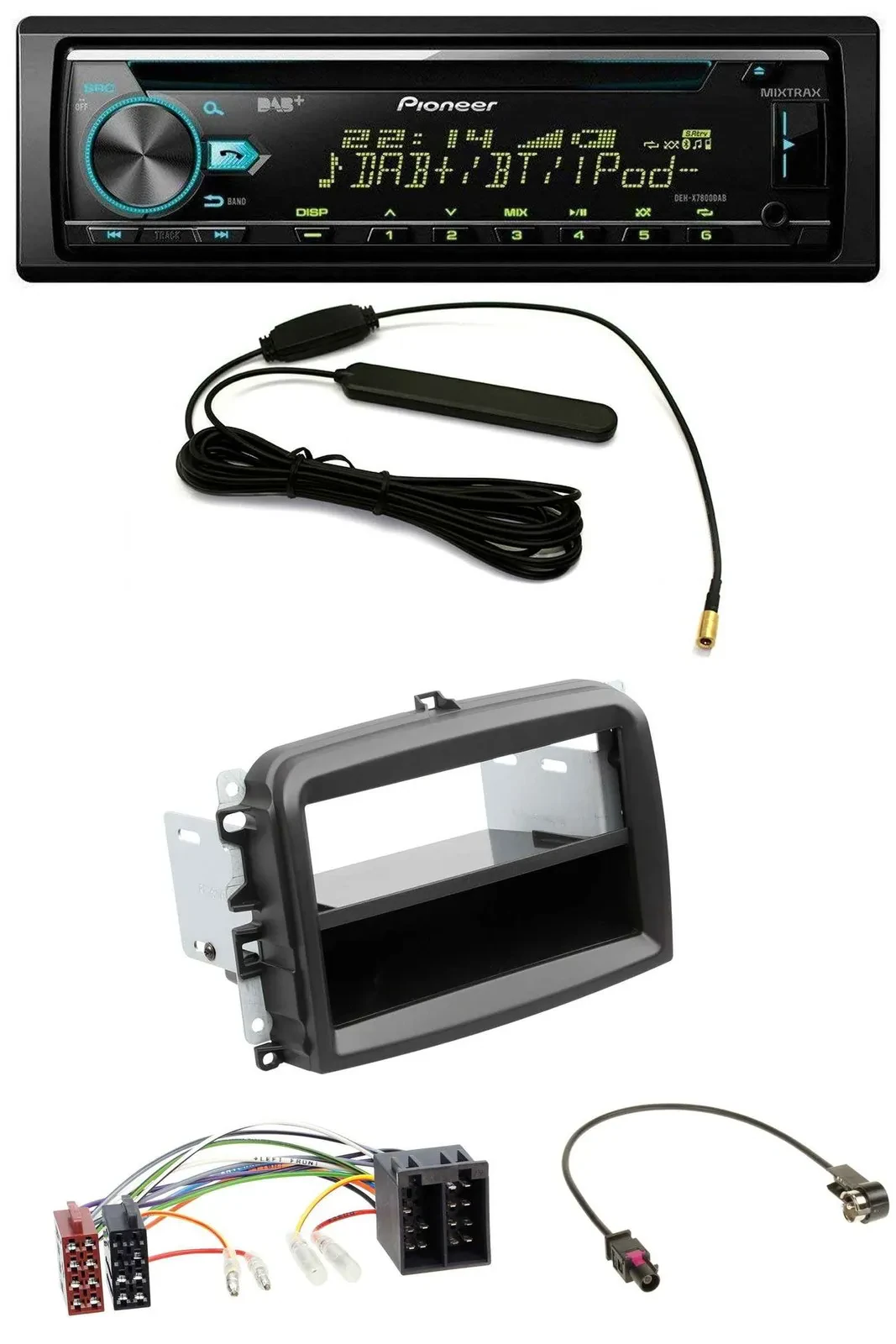 Pioneer CD MP3 AUX DAB USB Autoradio für Fiat 500L (mit ISO, ab 2012)