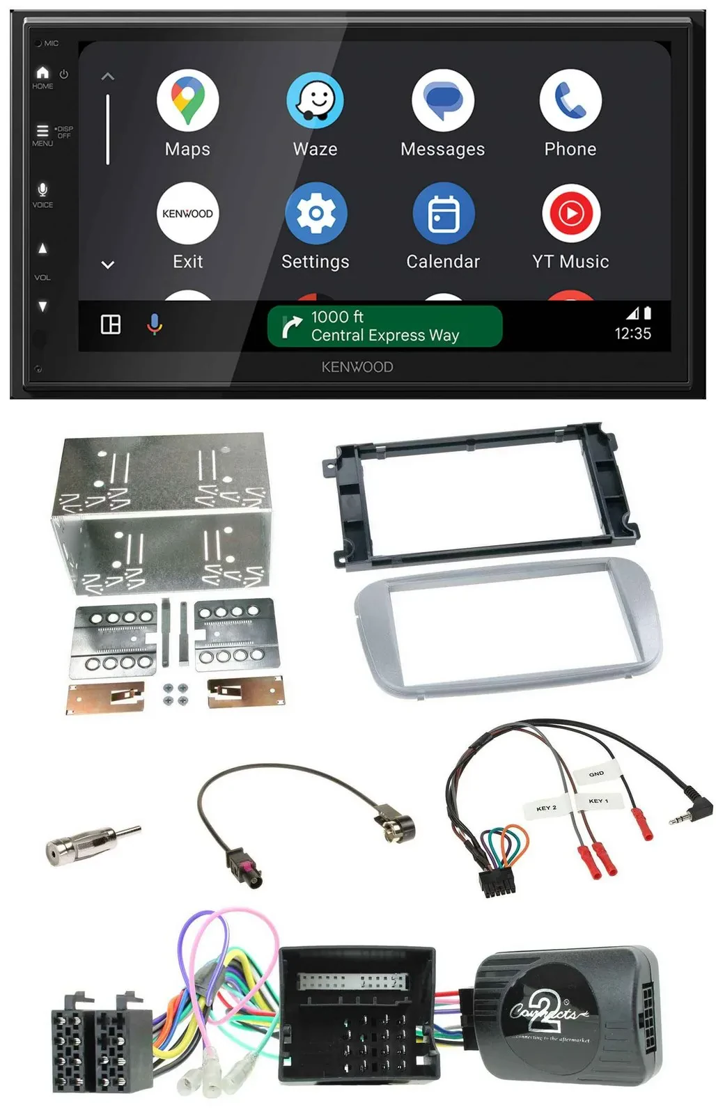Kenwood DAB Bluetooth USB Lenkrad 2DIN Autoradio für Ford Mondeo S-Max Profi sil