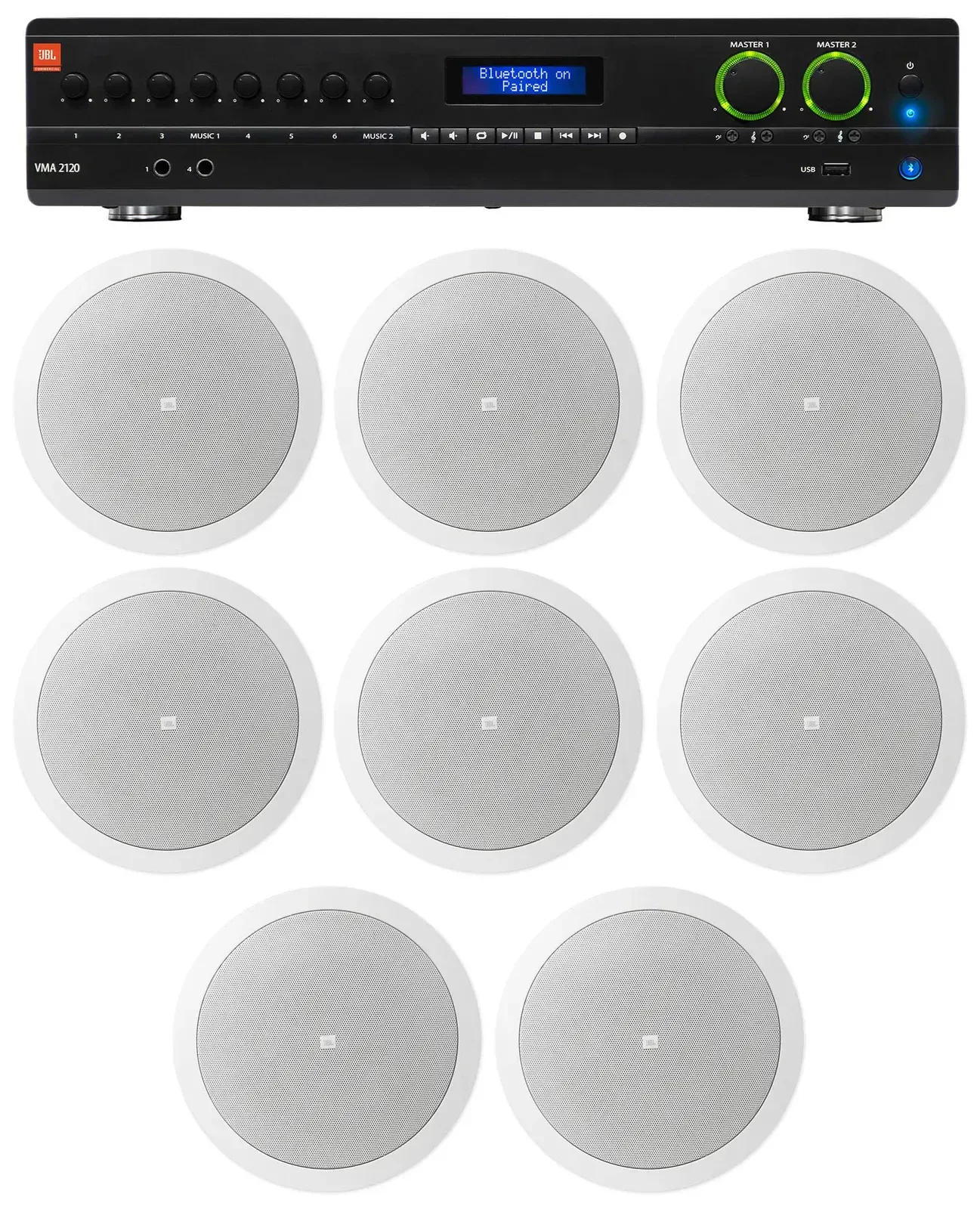 Потолочная акустика JBL 16C/T White с усилителем (8 штук)