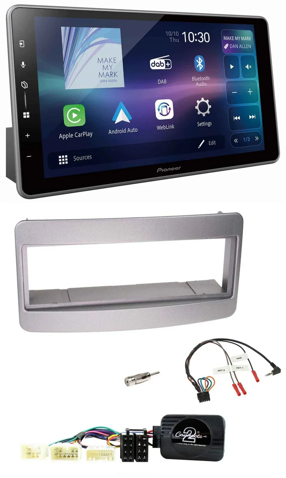 Pioneer Bluetooth USB DAB Lenkrad Autoradio für Toyota RAV 4 2001-2006 dunkelsil
