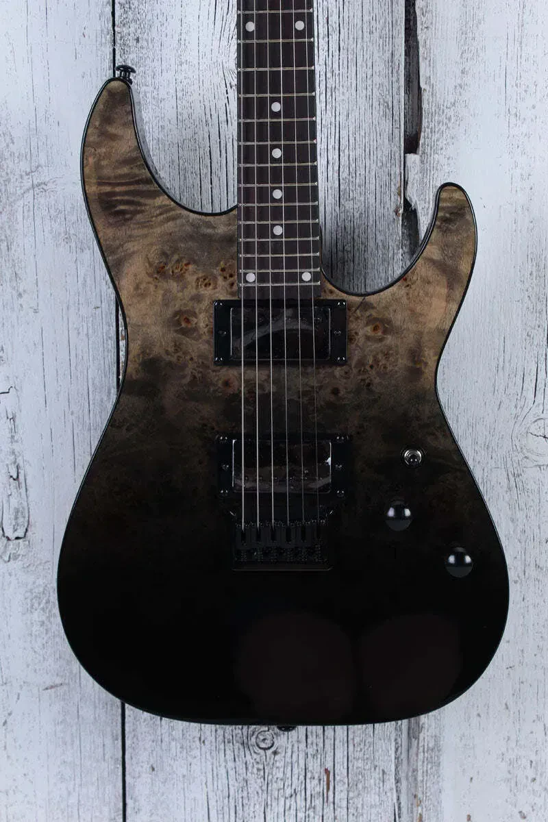 Schecter C-1 Standard Electric Guitar Figured Burl Top Black Fade Burst Burl