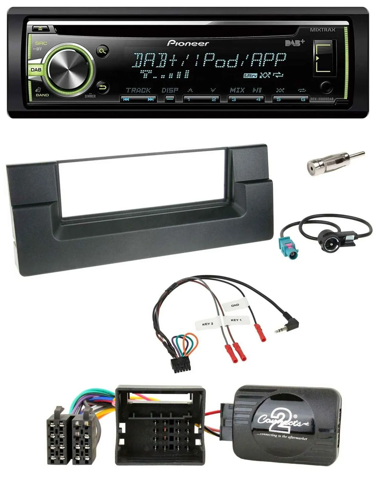 Автомагнитола Pioneer CD/USB/DAB, поддержка MP3, для BMW 5 Series E39 (2001–2004), совместима с кнопками на руле