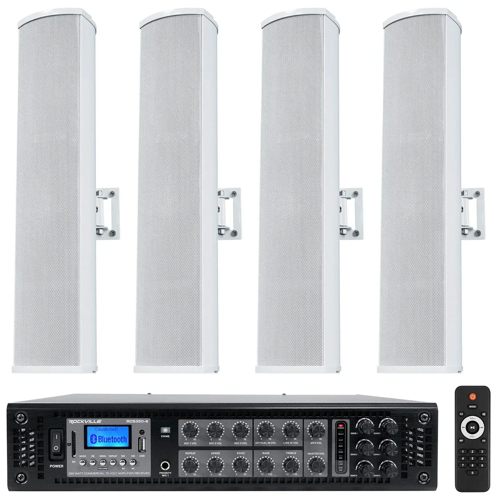 Настенная акустика Rockville WET ARRAY 4 White с усилителем (4 штуки)