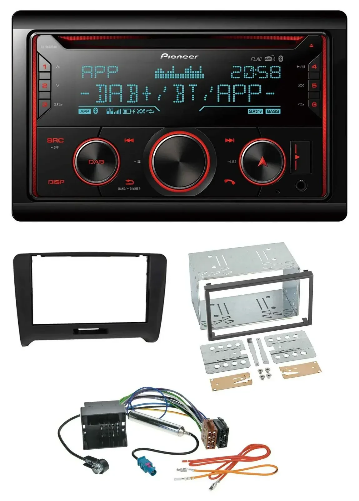Pioneer 2DIN DAB MP3 Bluetooth USB CD Autoradio für Audi TT (06-14) Quadlock
