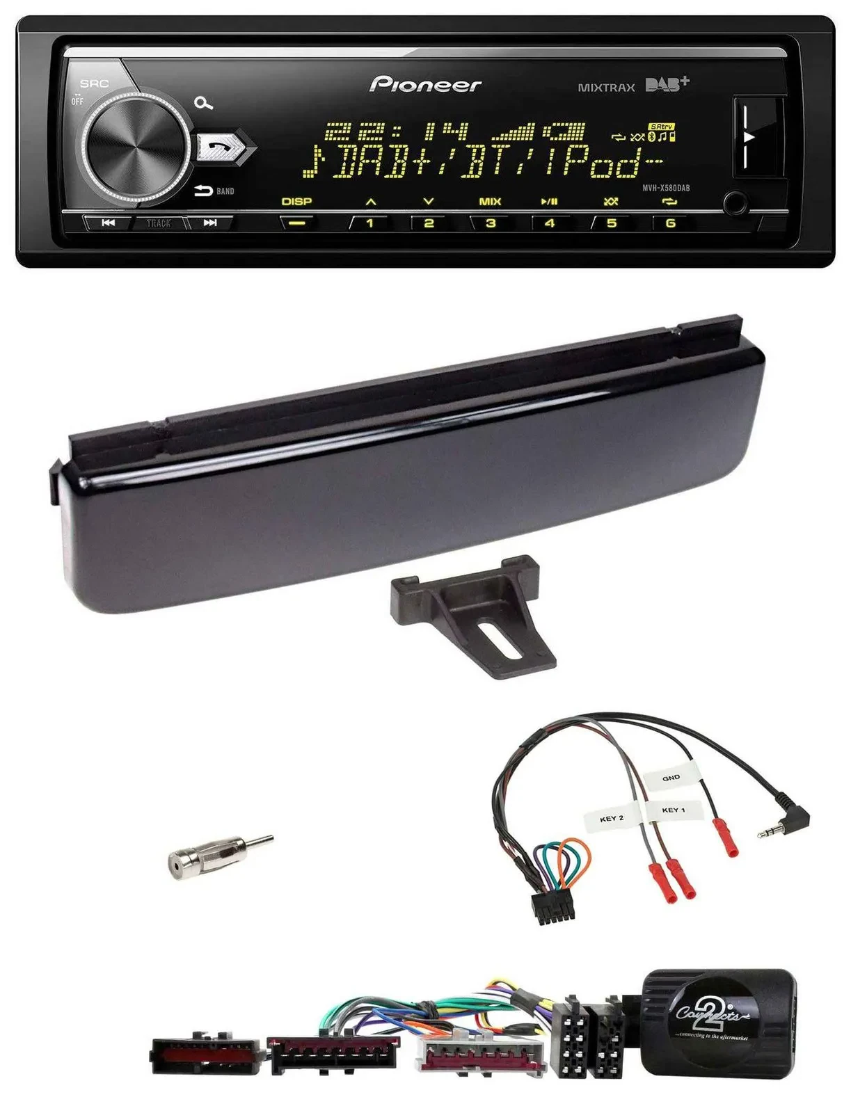 Автомагнитола Pioneer Bluetooth USB DAB для Ford Mondeo/Focus, поддержка кнопок на руле, piano black