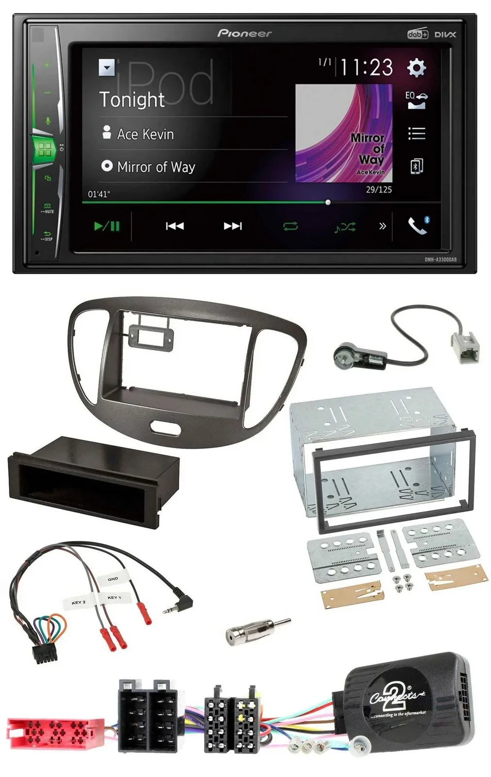 Pioneer 2DIN Lenkrad DAB USB Bluetooth Autoradio für Hyundai i10 2009-13 dunkels