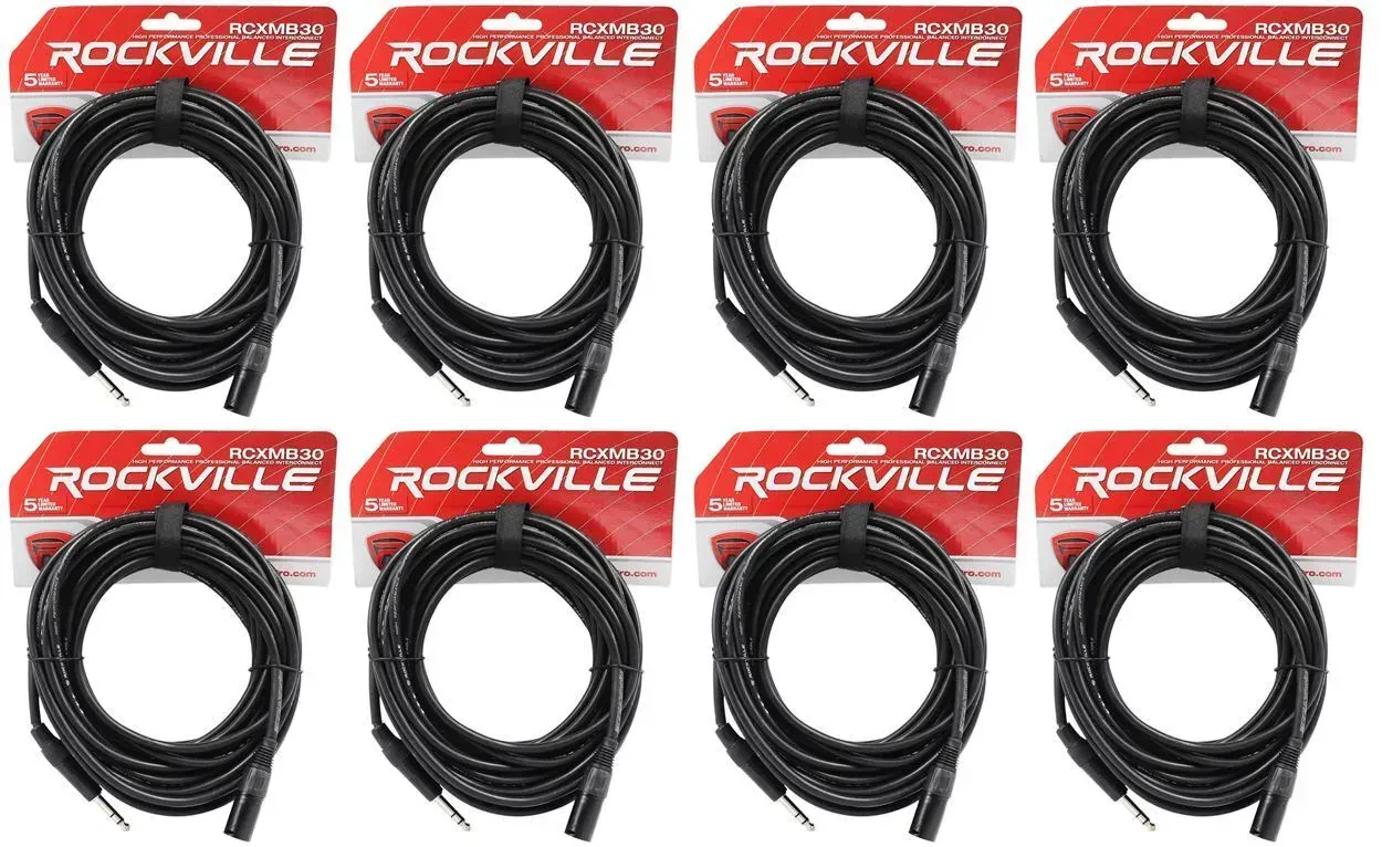 Коммутационный кабель Rockville RCXMB30-B Black 9.1 м (8 штук)