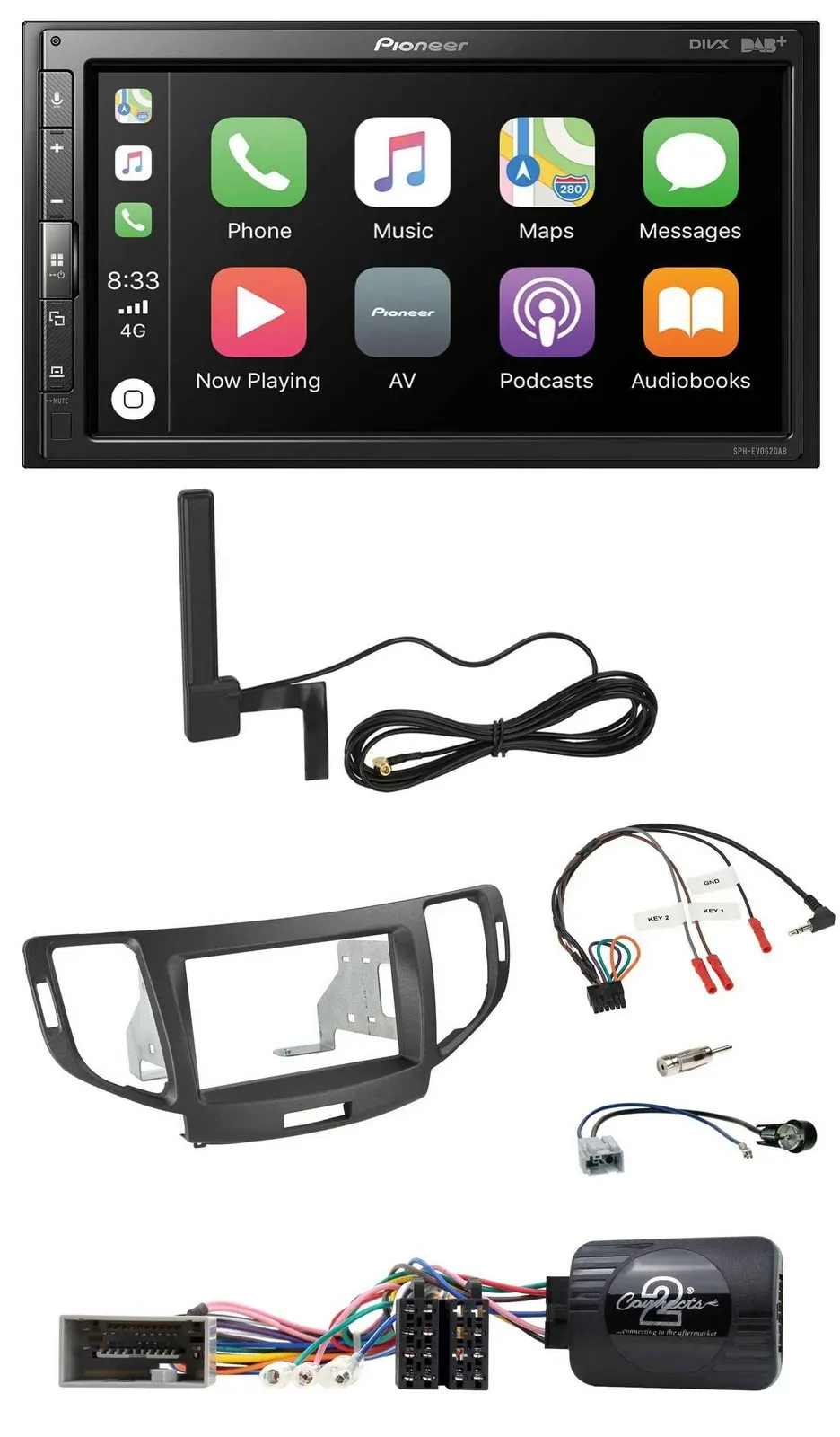 Pioneer USB 2DIN Bluetooth DAB Lenkrad Autoradio für Honda Accord 2008-2015 anth