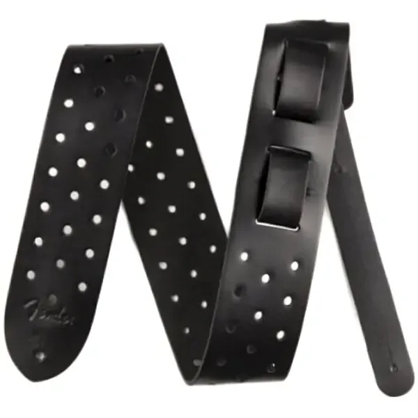 Ремень для гитары Fender Gurt Leather Punched Holes BLK