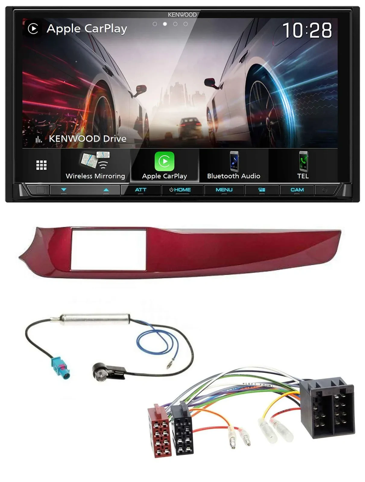 Kenwood MP3 2DIN USB DAB Bluetooth Autoradio für Alfa Giulietta 10-13 rot glänze