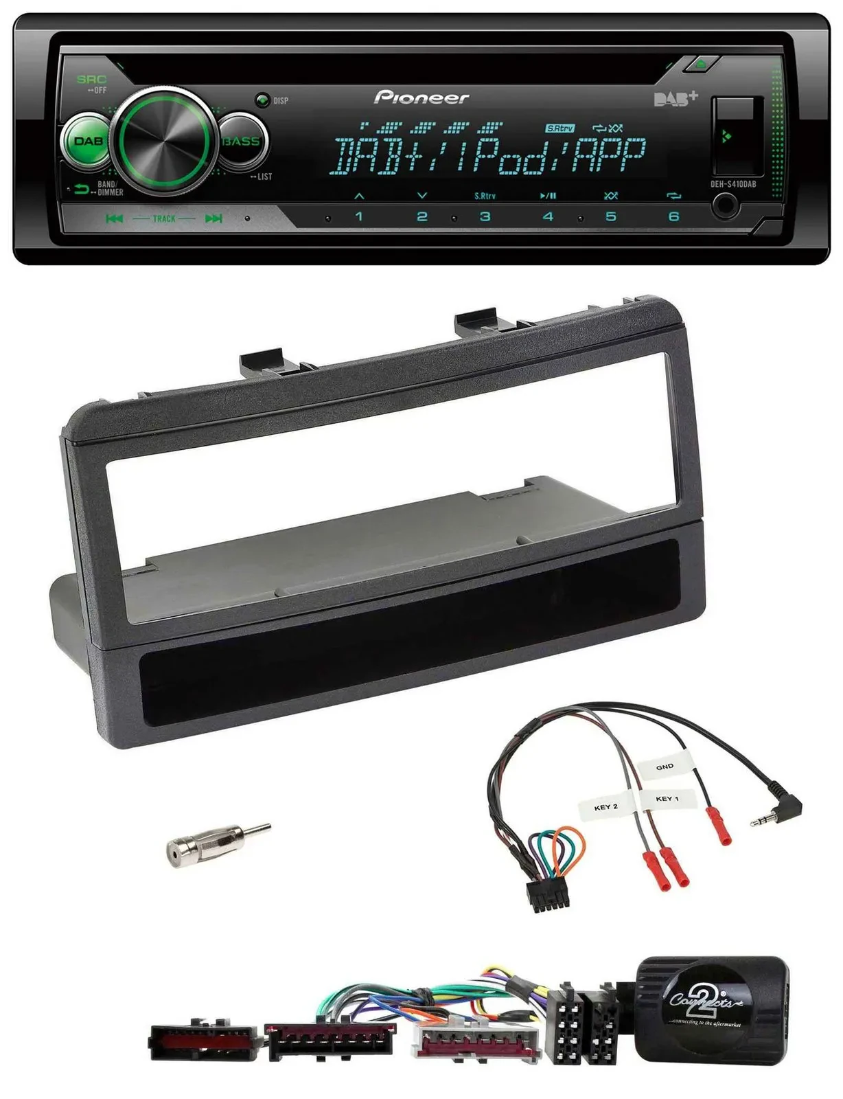 Автомагнитола Pioneer CD/USB/DAB для Ford Mondeo 2000–2002, черный, совместимая с кнопками на руле, с карманом