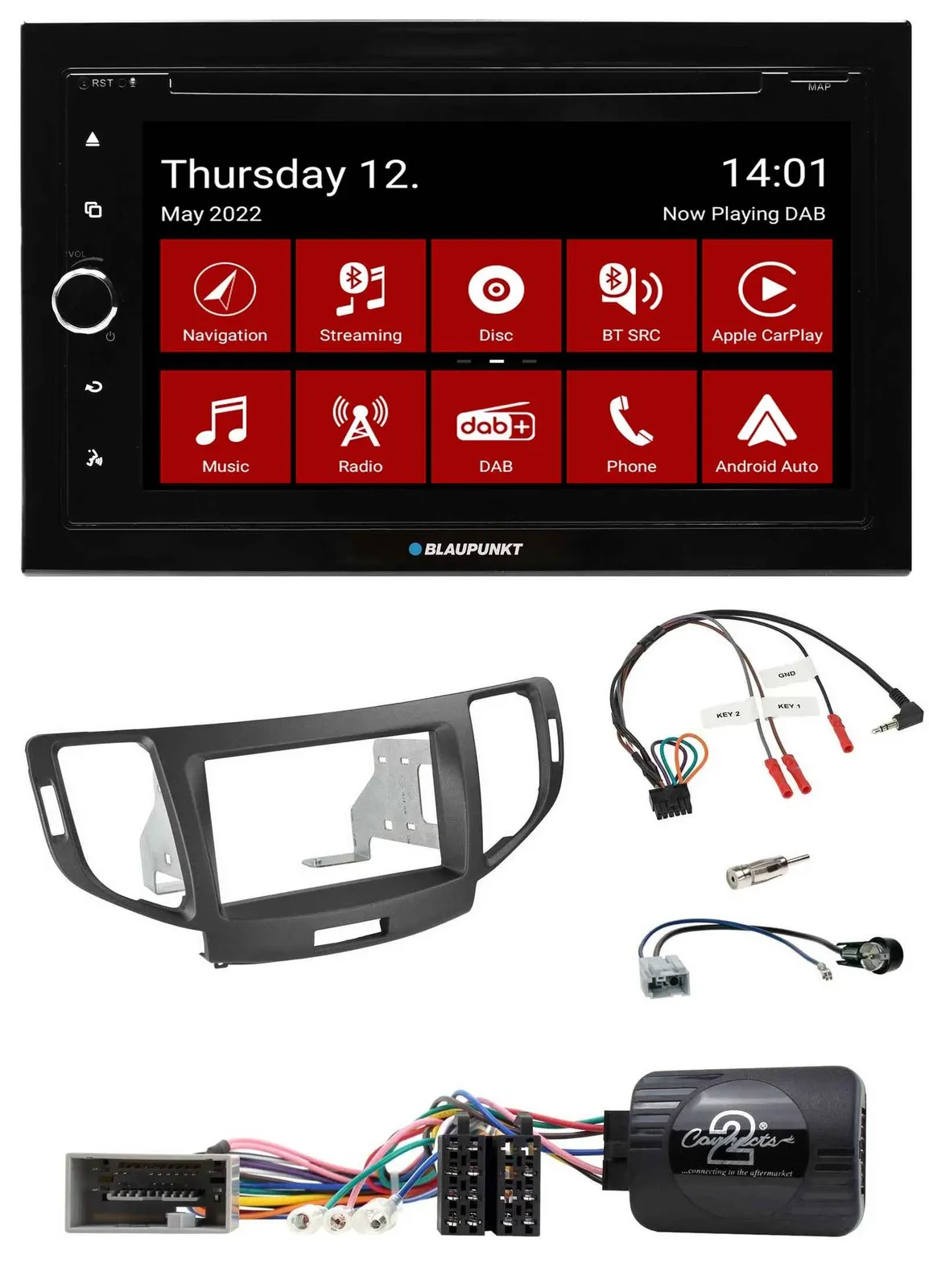 Blaupunkt Lenkrad DVD Bluetooth DAB 2DIN USB Autoradio für Honda Accord 2008-201