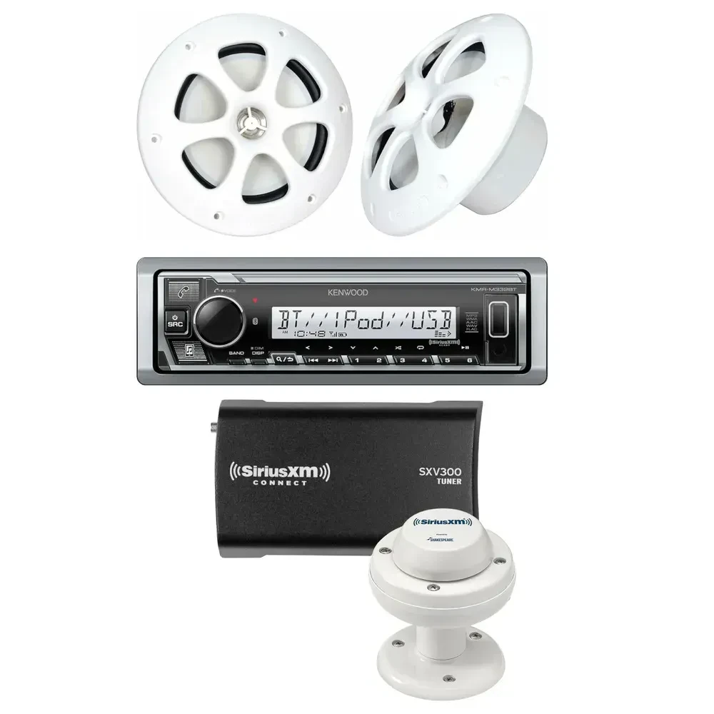 Морской ресивер Kenwood PKG-MR3321BT с акустикой 6.5", модуль SiriusXM SXV300M1, Bluetooth (набор)