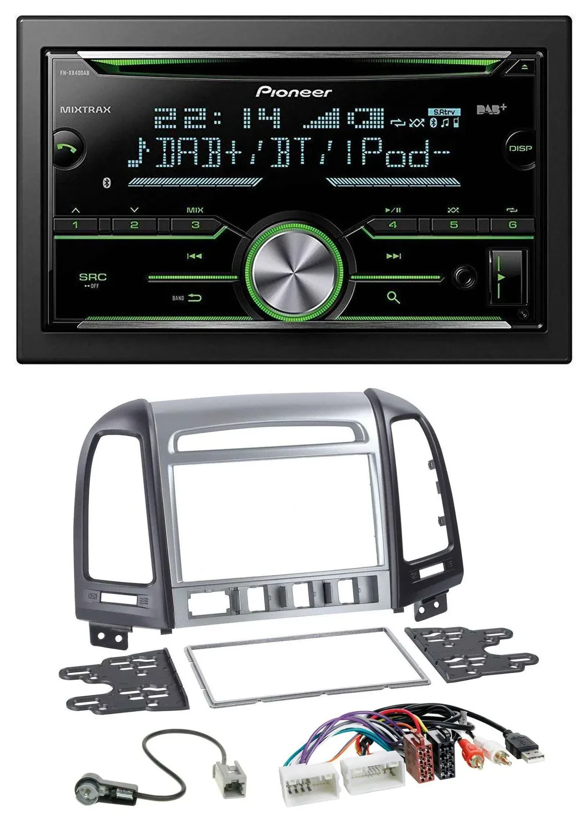 Pioneer Bluetooth MP3 DAB 2DIN USB CD Autoradio für Hyundai Santa Fe AUX USB 4 S