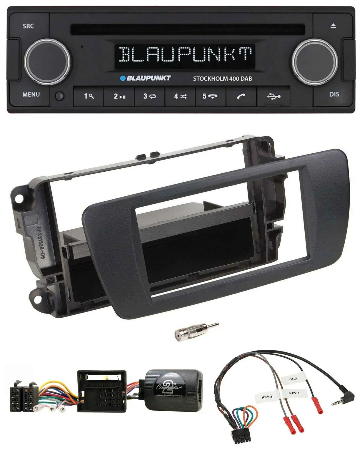 Blaupunkt Lenkrad Bluetooth DAB CD USB Autoradio für Seat Ibiza nitschwarz