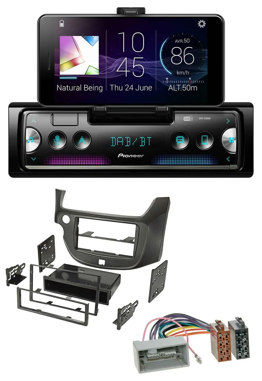 Pioneer USB MP3 Bluetooth DAB Autoradio für Honda Jazz (ab 2009) dunkelgrau