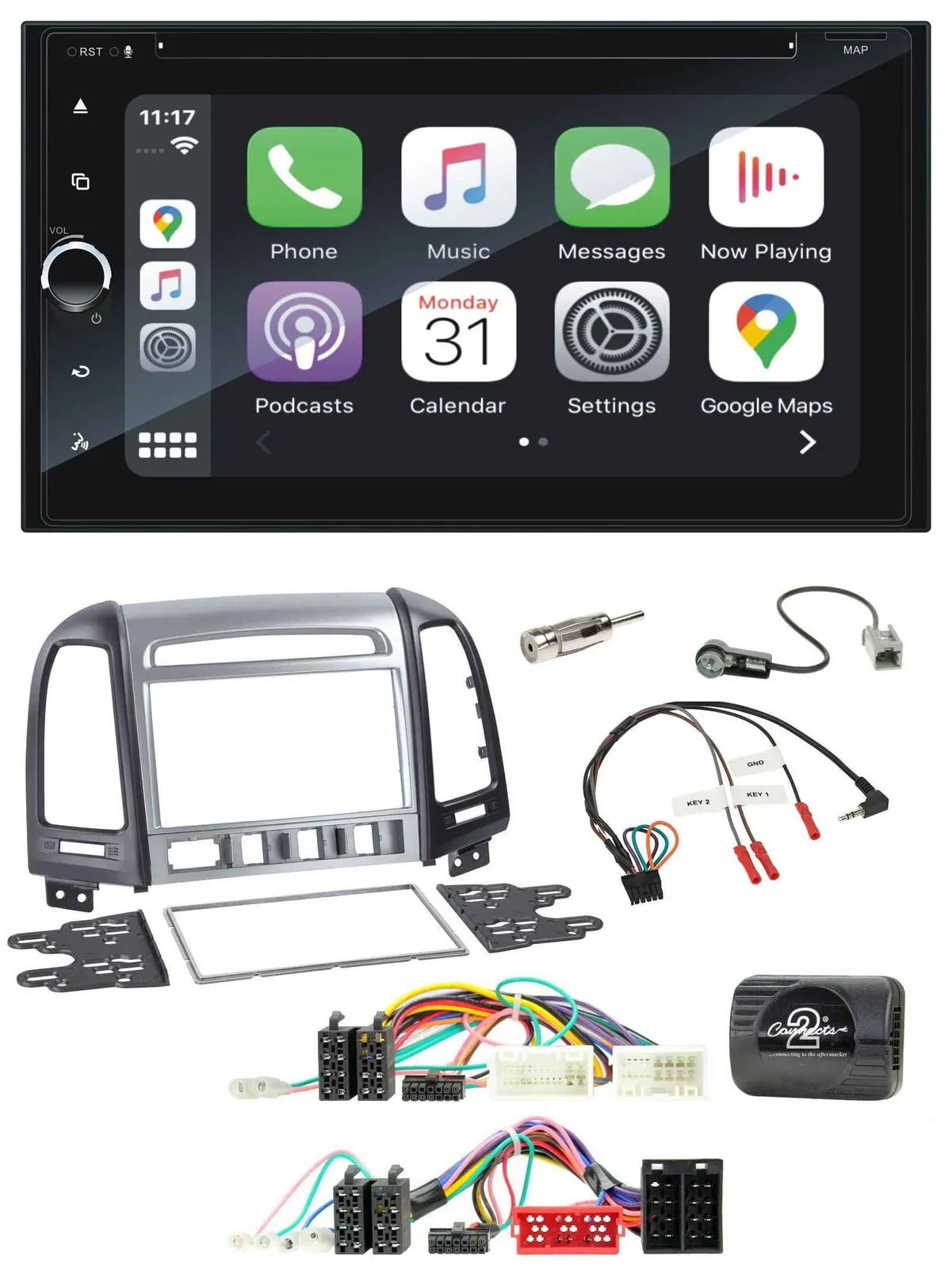 Blaupunkt DAB USB Bluetooth Lenkrad 2DIN TMC Navigation für Hyundai SantaFe 2010