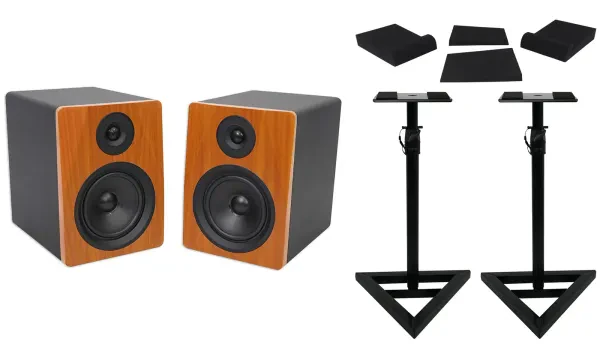 Активный студийный монитор Rockville APM6C Wood со стойкой и подставкой (пара)