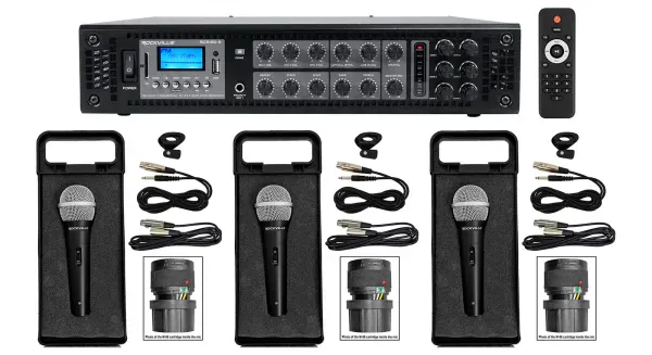 Rockville RCS180-6 180w 6 Zone 70v Commercial Amplifier/Bluetooth Receiver+Mics