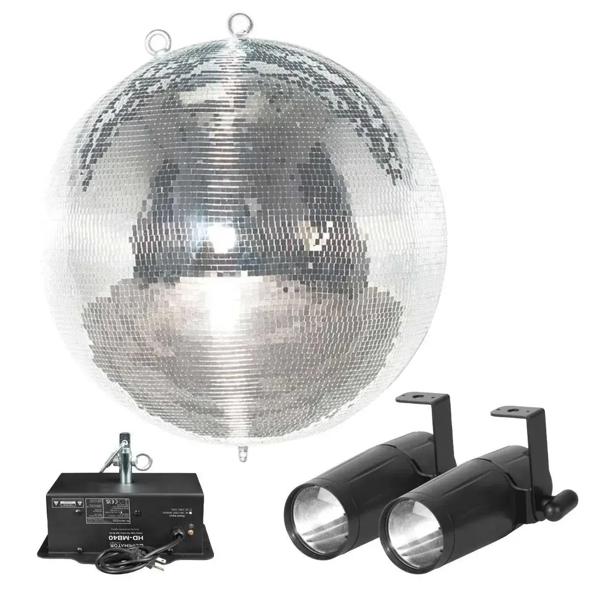 Зеркальный шар Eliminator Lighting EM40 40" стеклянный, с мотором и pinspot-освещением
