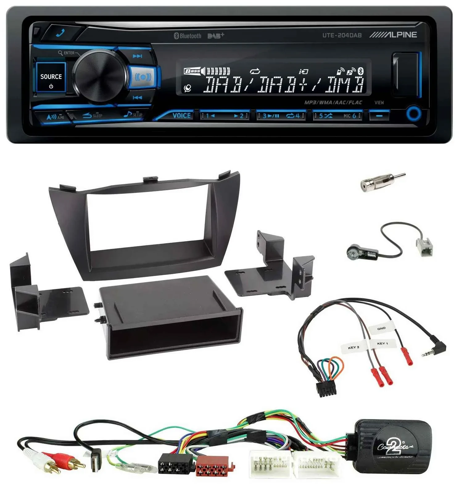 Автомагнитола Alpine USB Bluetooth DAB для Hyundai Tucson 2010–2015 с поддержкой управления на руле