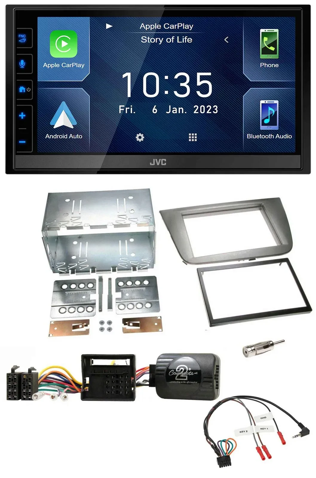 JVC DAB Bluetooth Lenkrad USB 2DIN Autoradio für Seat Altea Altea XL Toledo anth