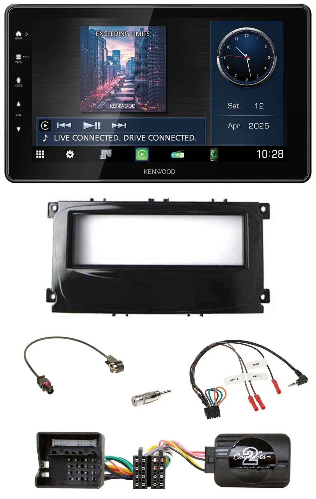 Kenwood Lenkrad Bluetooth USB DAB Autoradio für Ford Focus ab 07 Galaxy C-Max sc