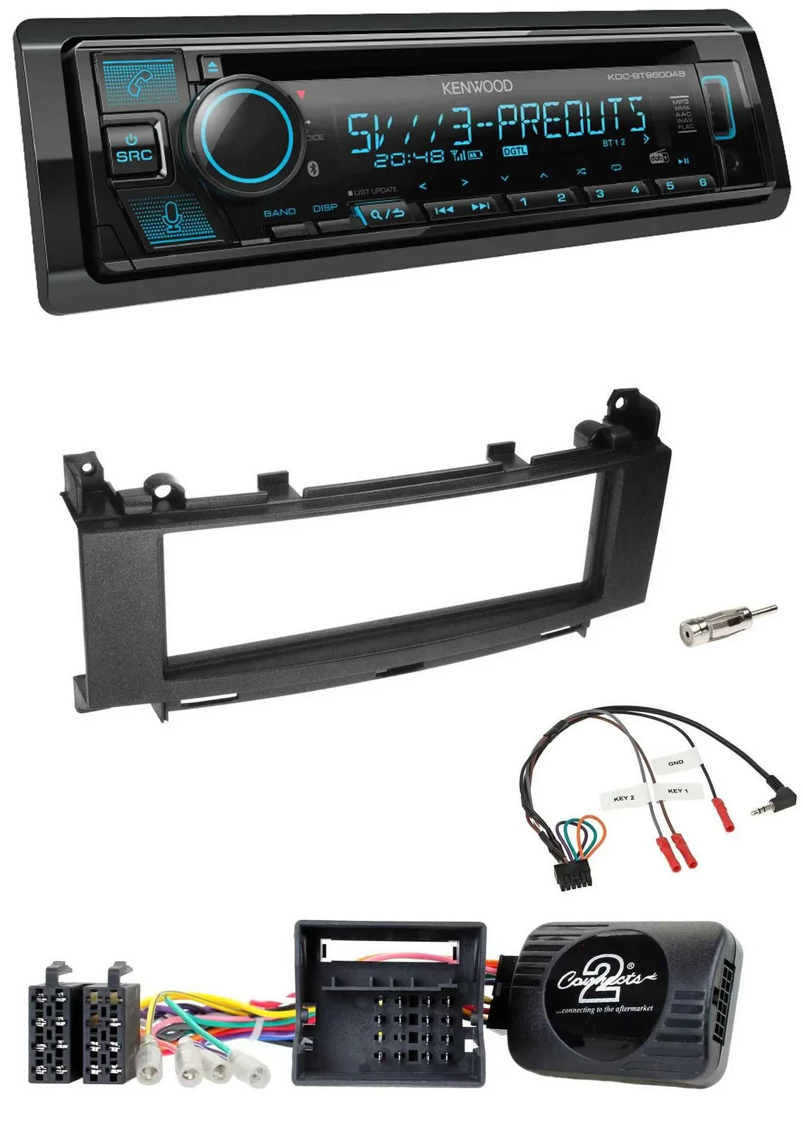 Kenwood Bluetooth USB CD Lenkrad DAB Autoradio für Mercedes A-Klasse 05-12 B-Kla