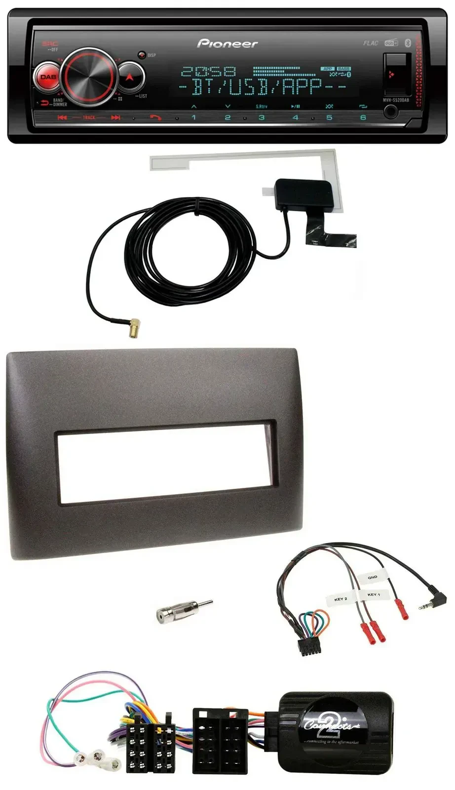 Автомагнитола Pioneer Bluetooth DAB USB для Fiat Stilo 2001–2007 черная