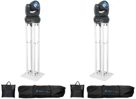 2 Rockville Rock Beam DC DJ Club Stage Pro Moving Head Lights+White Totem Stands