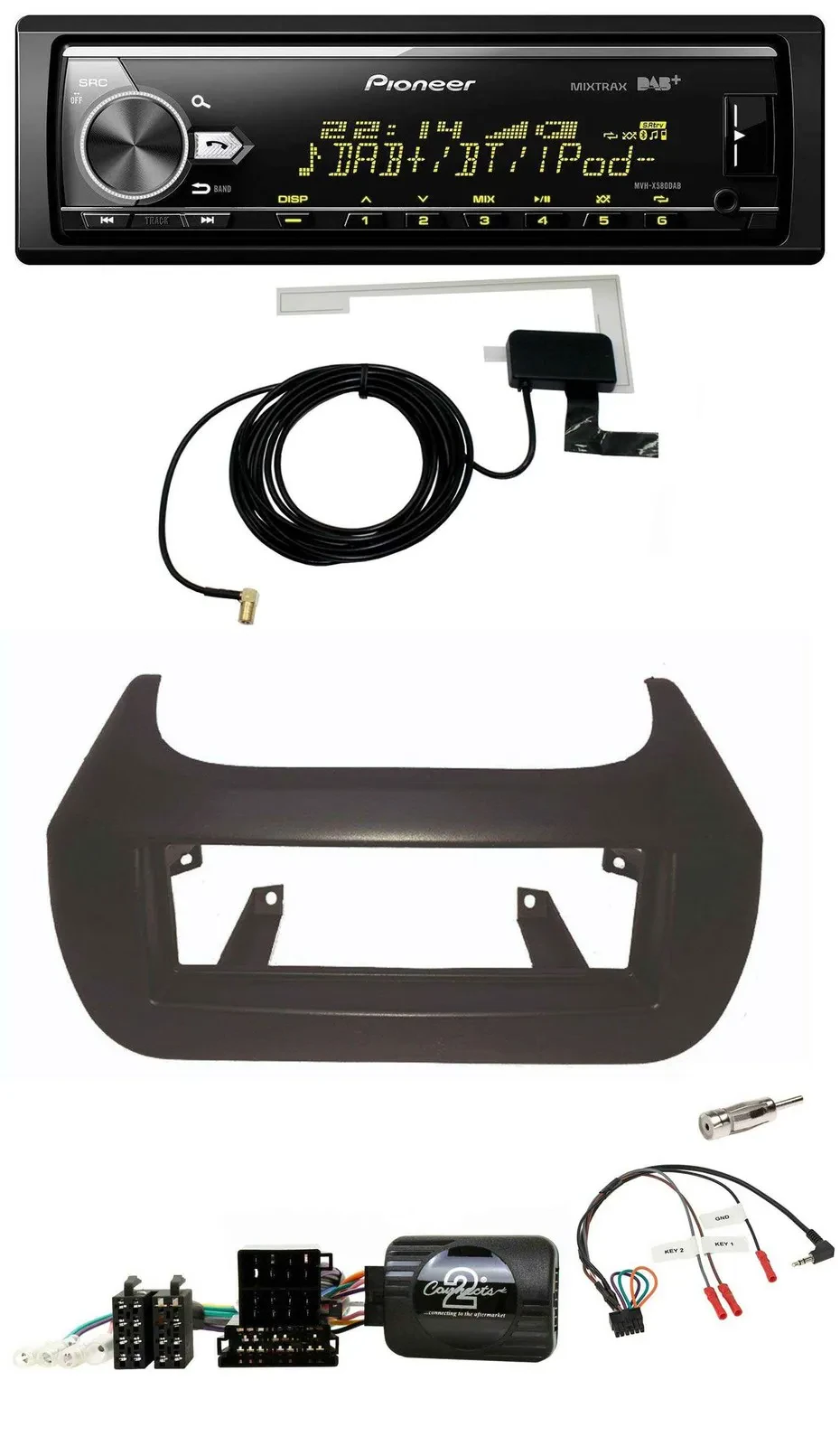 Автомагнитола Pioneer Bluetooth, DAB, USB, поддержка управления с руля, для Citroen Nemo, Fiat Fiorino, Peugeot