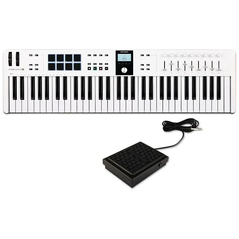Arturia KeyLab Essential 61 mk3 Keyboard Controller With Sustain Block White