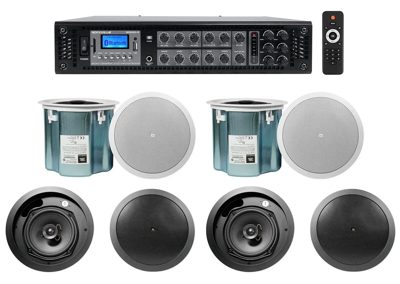 Трансляционный усилитель Rockville RCS350-6+2) Control 18C/T+2) 16C/T BK с комплектом акустики
