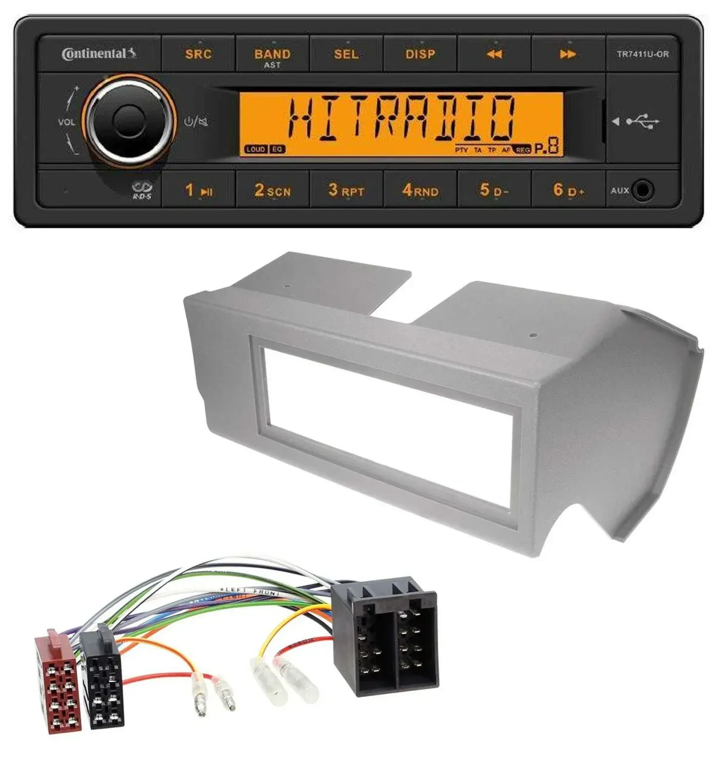 Автомагнитола для Fiat Panda Continental 1 DIN USB AUX MP3, серый