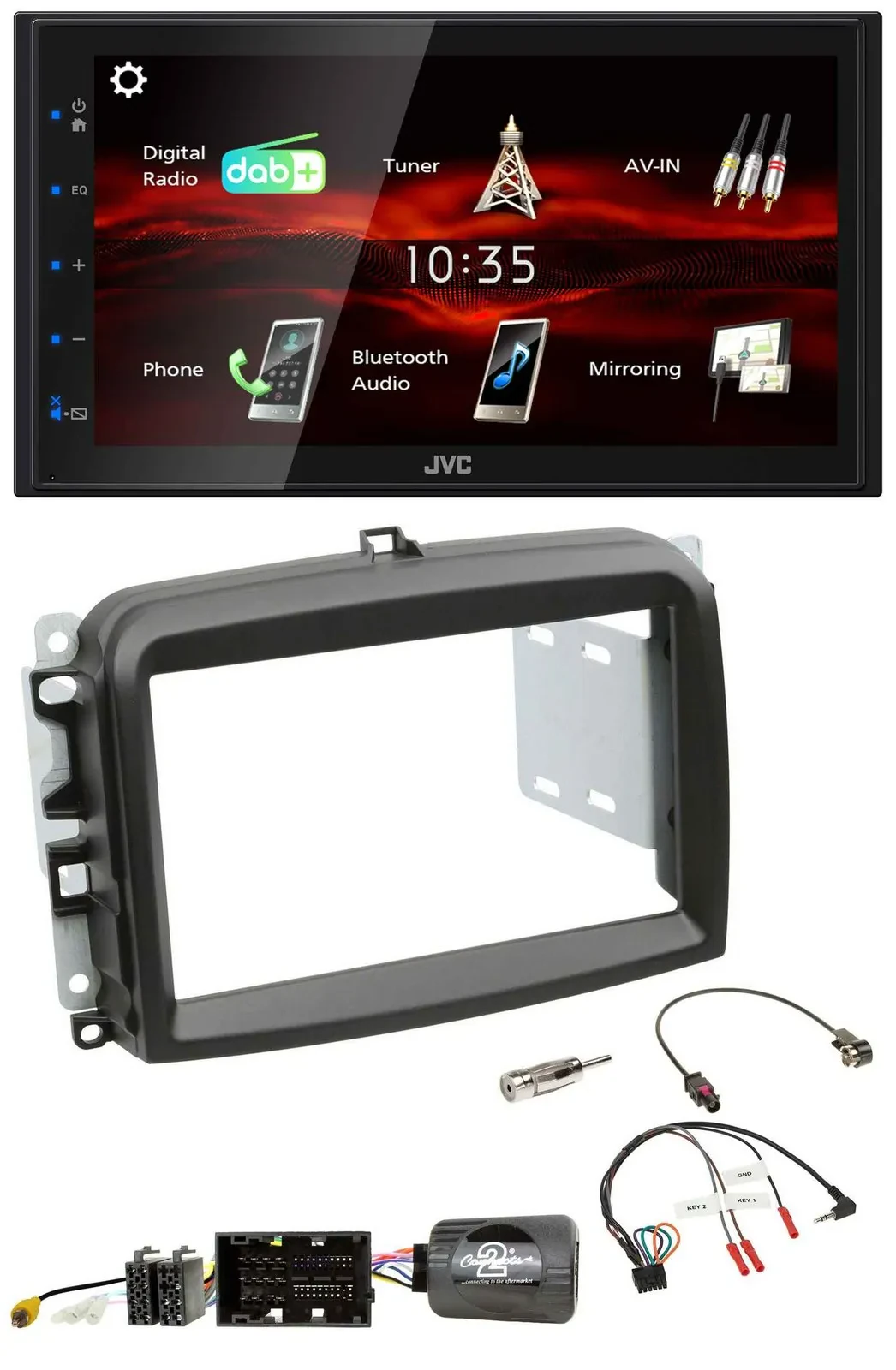 JVC USB Bluetooth Lenkrad DAB 2DIN Autoradio für Fiat 500 L ab 2012