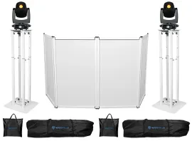 (2) Eliminator Lighting ADJ Stryker Spot Moving Head Lights+Totem Stands+Facade