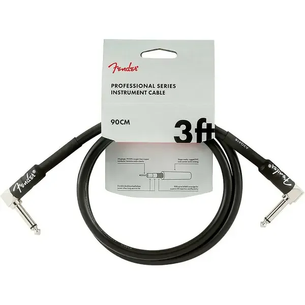 Патч-кабель инструментальный Fender Professional Series Angle to Angle Instrument Cable 3 ft. Black