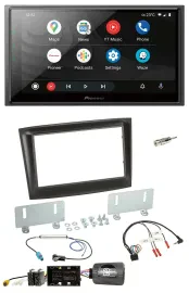 Автомагнитола для Fiat Doblo Pioneer 2 DIN, USB, DAB, Bluetooth, с поддержкой управления на руле, черная