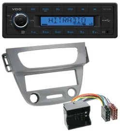 VDO AUX 1DIN MP3 USB Autoradio für Renault Megane 3 Quadlock 09-14 grau