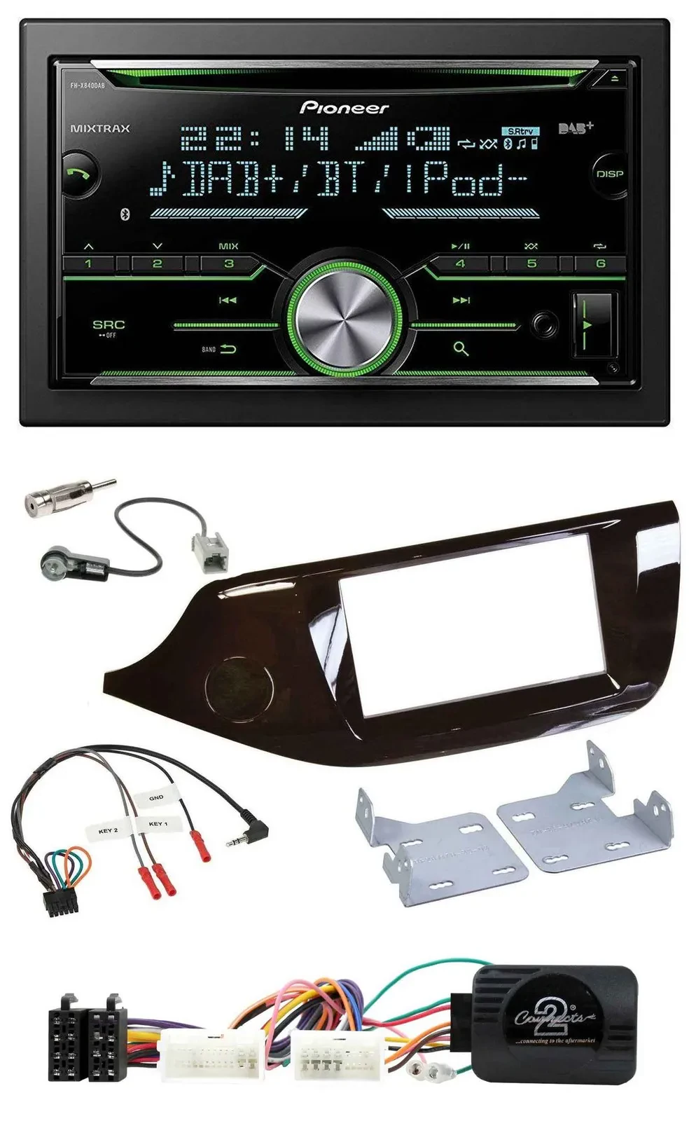 Автомагнитола Pioneer 2-DIN, Bluetooth, DAB, USB, CD, для Kia Ceed (с 2012), глянцевая