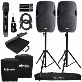 Gemini AS-1500P 15" Active Speakers Pair w Single Channel Wireless Microphone