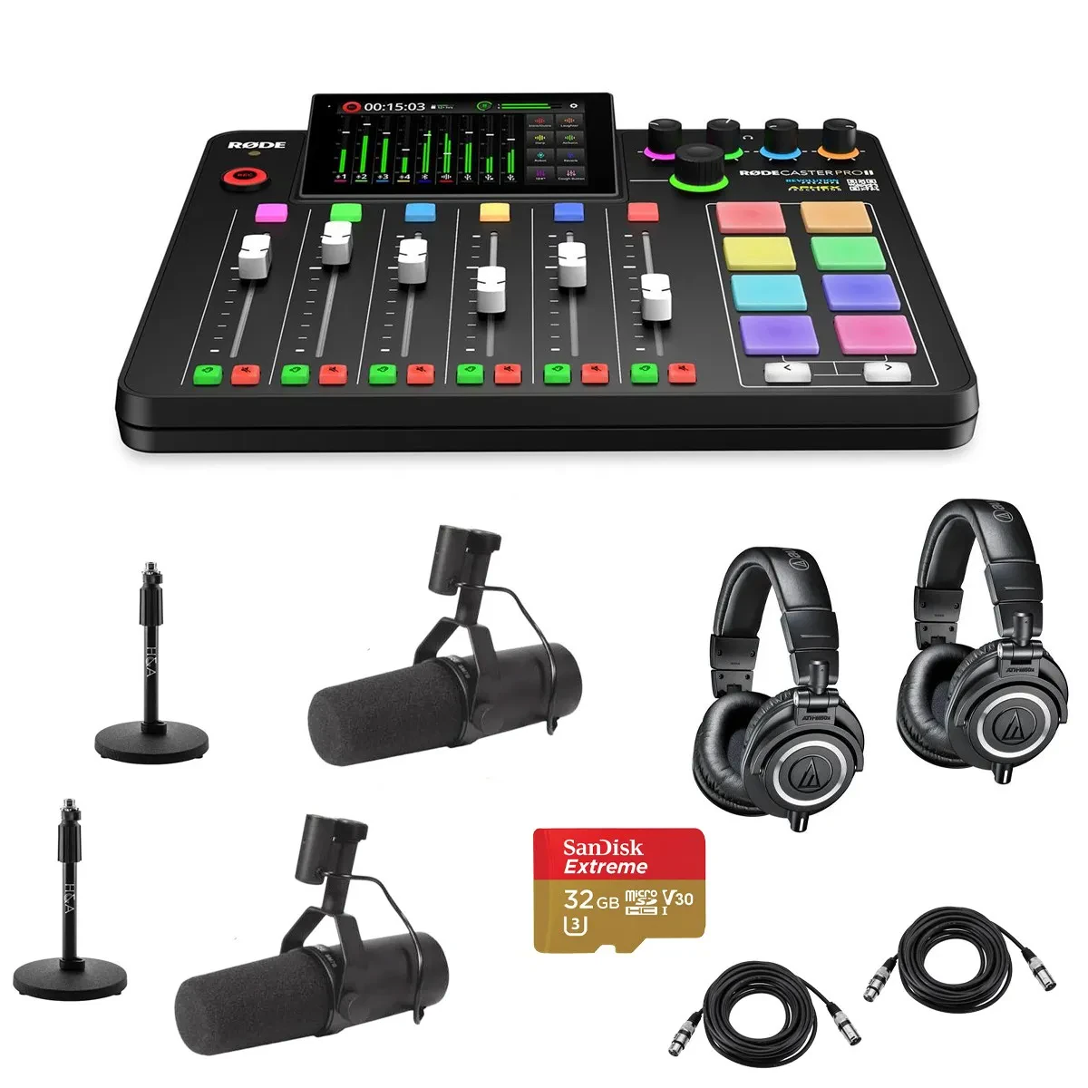 Комплект для подкастов Rode RCPIISHK6 RODECaster Pro II Integrated Audio Production Studio Console Bundle