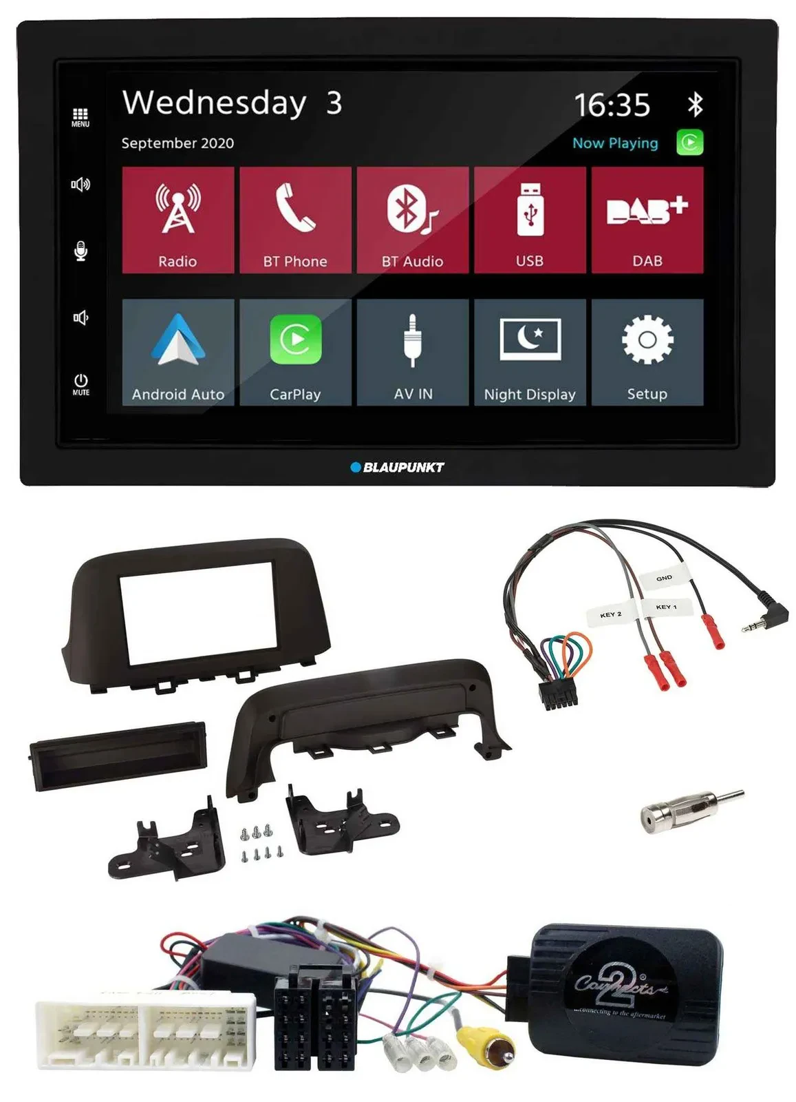 Blaupunkt 2DIN Lenkrad USB Bluetooth DAB Autoradio für Hyundai Kona ab 2013