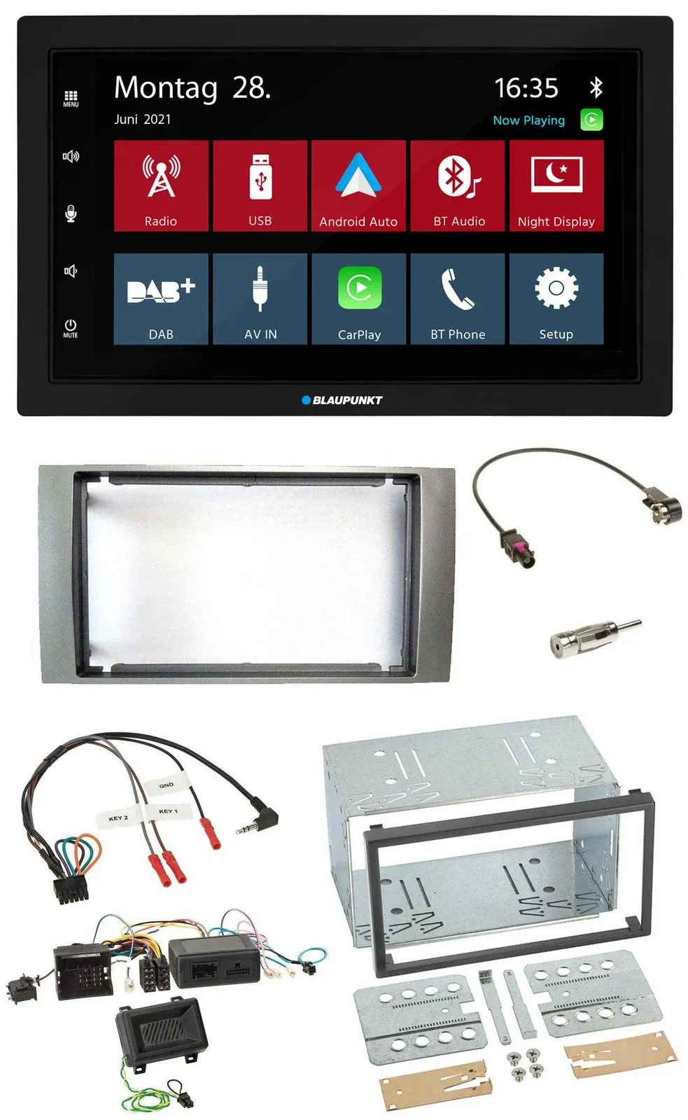 Blaupunkt Lenkrad Bluetooth DAB 2DIN USB Autoradio für Ford Kuga 2008-2012 silbe