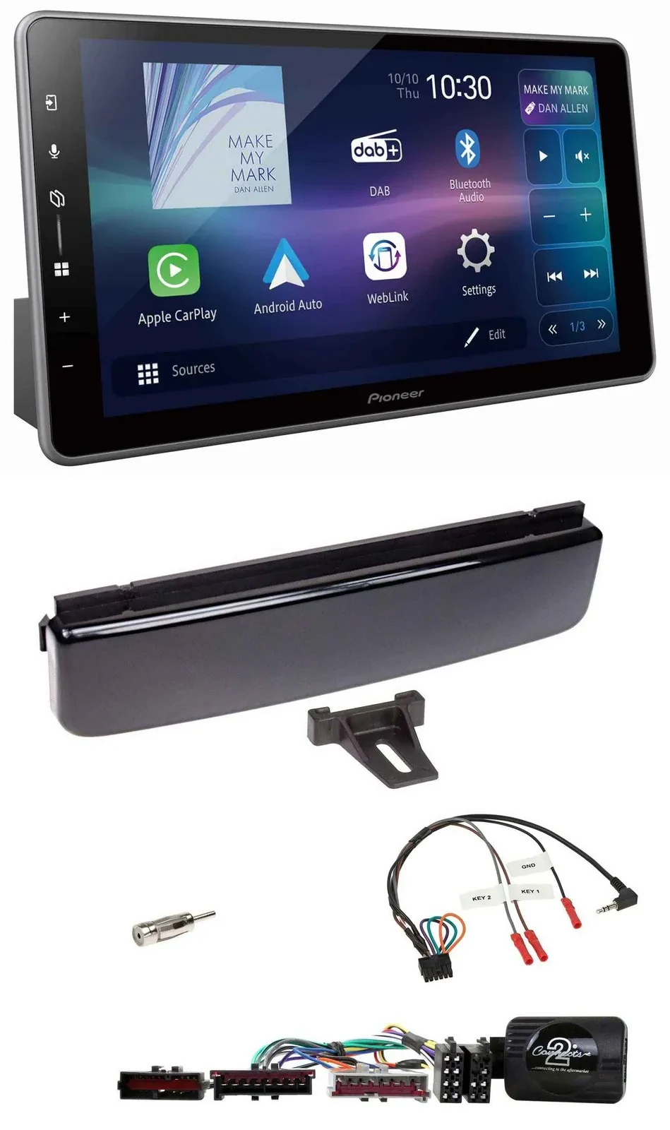 Pioneer Bluetooth USB DAB Lenkrad Autoradio für Ford Mondeo Focus piano-schwarz