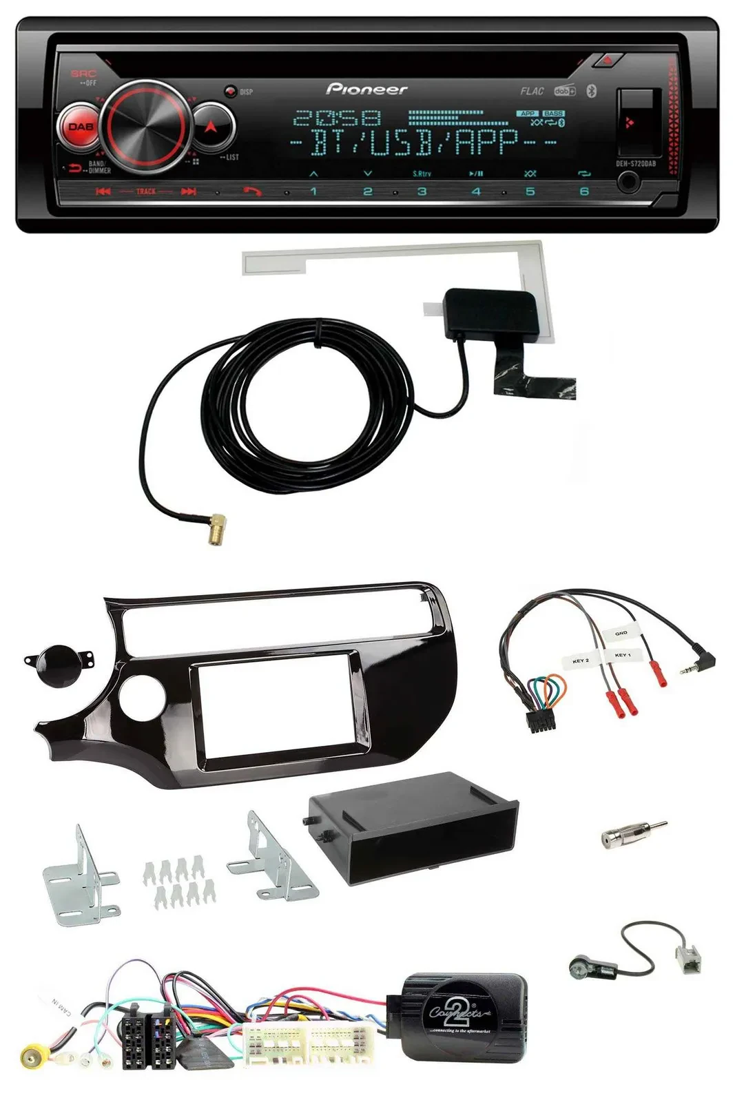 Автомагнитола Pioneer DAB, CD, USB, Bluetooth, поддержка кнопок на руле для Kia Rio UB (2017–2023)