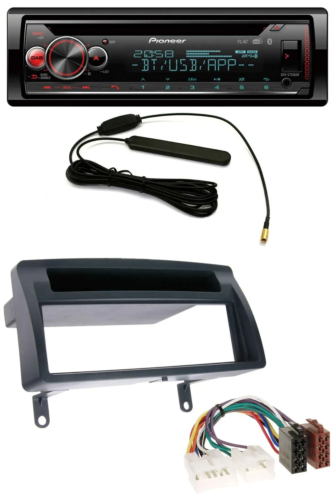 Автомагнитола для Toyota Corolla E12 (2003–2008) Pioneer USB DAB MP3 Bluetooth CD, темный